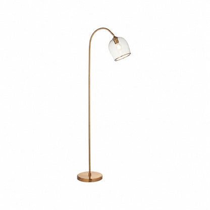 Brazara Adjustable Glass Shade Floor Lamp – Curved Metal Stem for Living Spaces