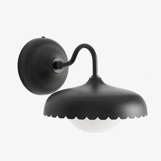 Rayla Outdoor Wall Sconce Light – Scallop Edge Modern Metal Design for Porch