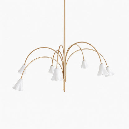 Bellina Modern Romantic Chandelier - Botanical Lily Design with Glass Flowers