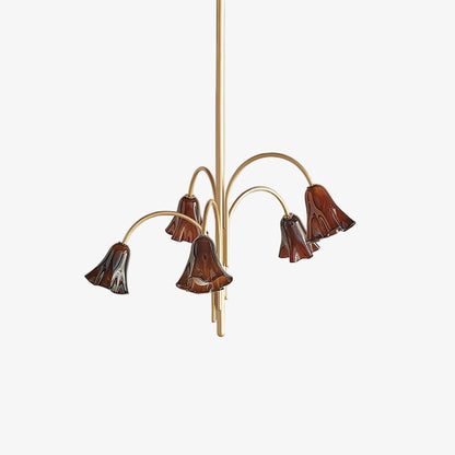 Bellina Sculptural Glass Lily Chandelier – Modern Romantic Pendant Light for High Ceilings
