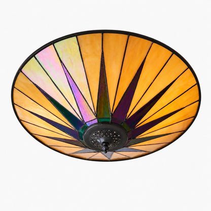 TF Dark Star Tiffany Ceiling Lamp – Stained Glass Star Design for Dining or Hall