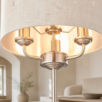 Tela Tischleuchte mit 1 oder 3 Leuchten – Modernes Leinen- und Metalldesign für Nachttisch oder Wohnzimmer