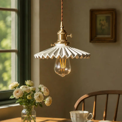 pleated ceramic pendant light 18