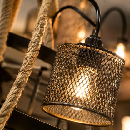 Rustic farmhouse rope chandelier