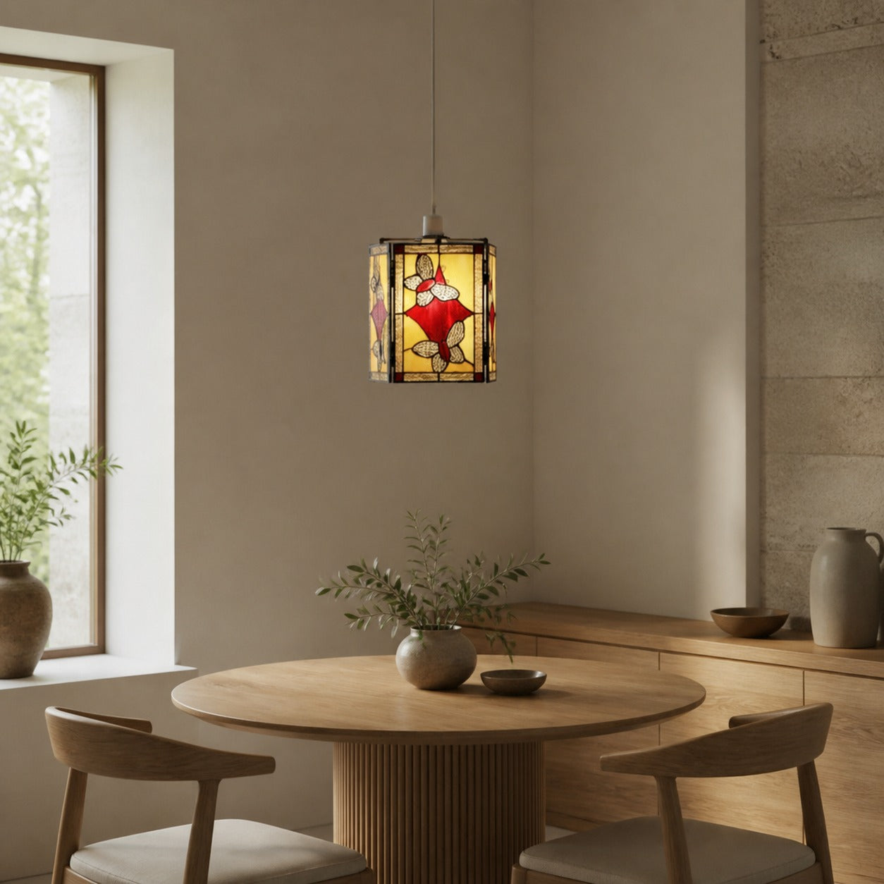 TF Butterfly Pendant Lamp — Artistic Stained Glass Pendant Light for Living Room or Bedroom