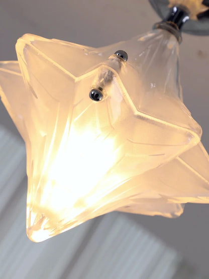 Art Deco Star Ceiling Lamp – Frosted Glass Fixture for Hallway & Entryway – Astris Ceres