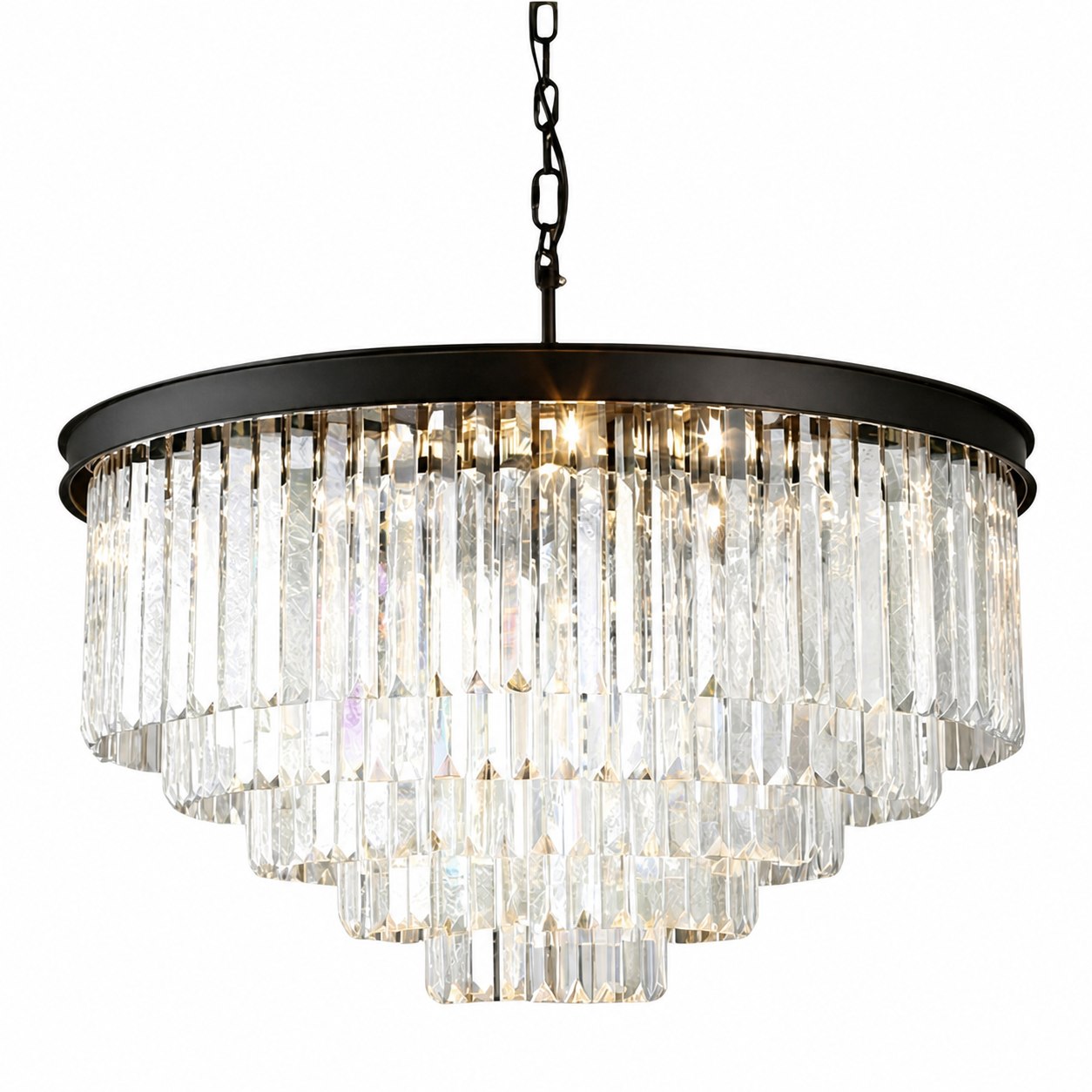 Aurevon Crystal Prism Metal Frame Modern Ceiling Chandelier for Home and Hotel
