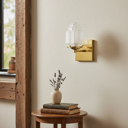 Tierlux Glass Art Deco Wall Sconce - Glass Frosted Globes with Skyscraper Globe