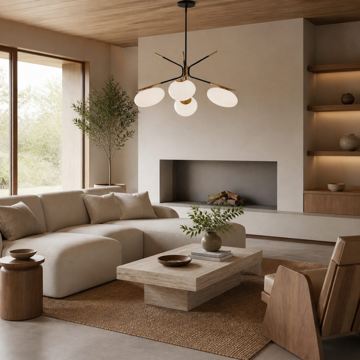 Brimush Pendelleuchte in flacher Kugelform – Minimalistische Architekturform