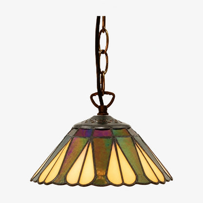 TF Dark Star Tiffany Pendant – Stained Glass Geometric Design Ceiling Light for Living Rooms