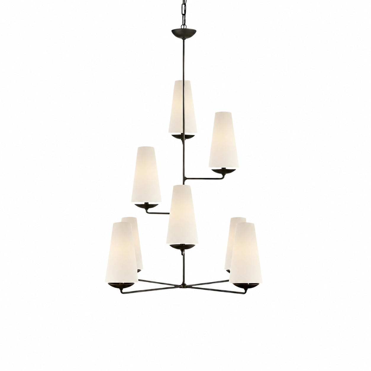 VertiFount Architectural Vertical Chandelier with Multi Light Structure for Open Interiors