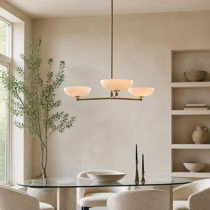 Vega Glas-Kronleuchter im Mid-Century-Modern-Stil mit Glasschirmen für Esszimmer und Kücheninsel