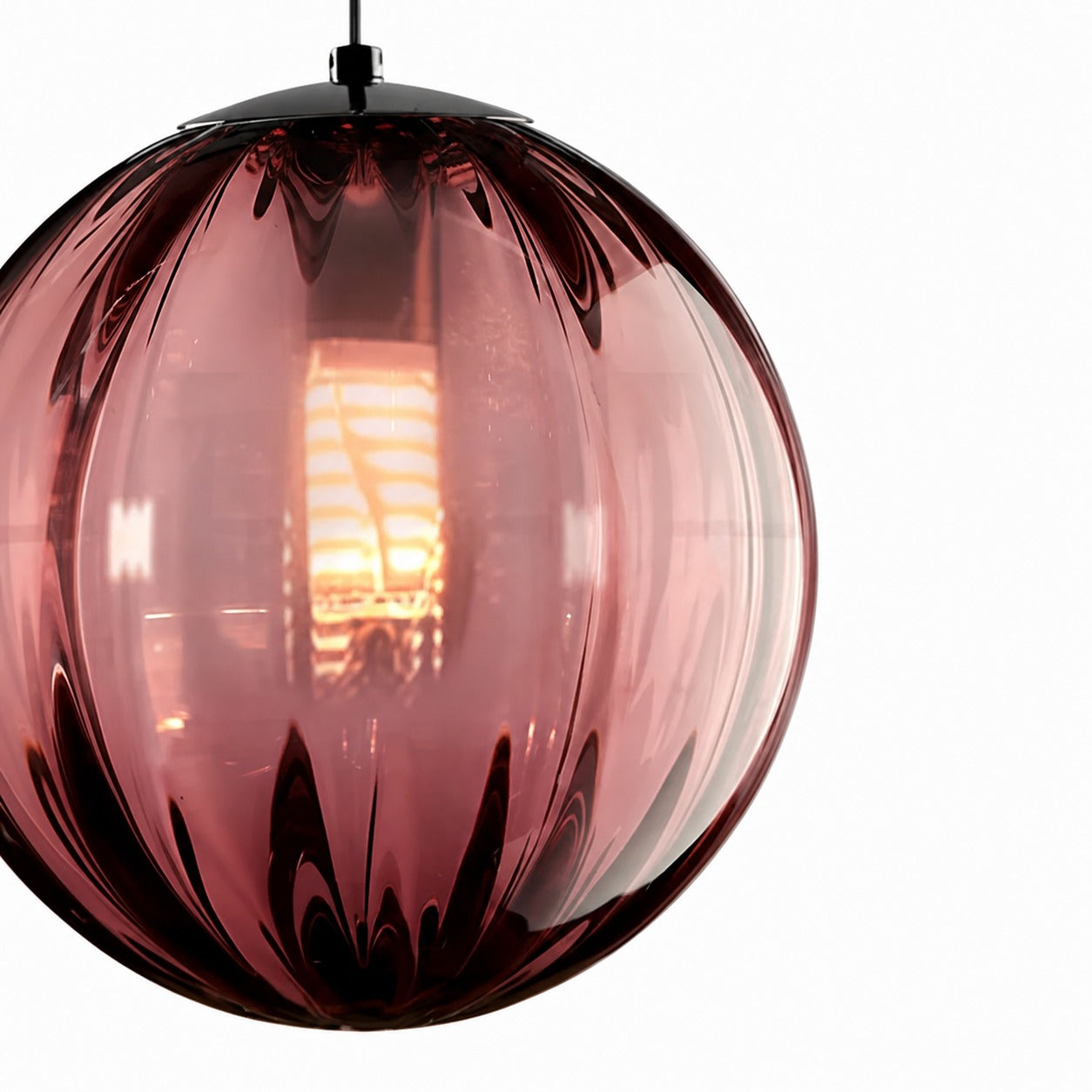 Lunorie Iron Metal Glass Globe Pendant Light – Sculpted Adjustable Pendant for Dining Spaces