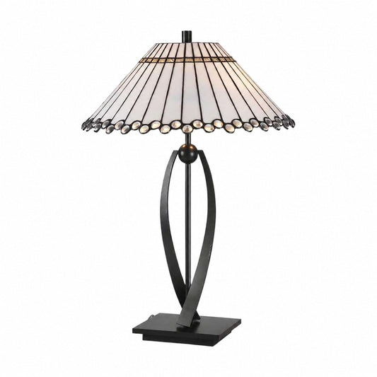 TF Allanton Tischleuchte mit konischer Form – Vintage-Glasleuchte mit geometrischer Geometrie für Nachttisch und Arbeitszimmer