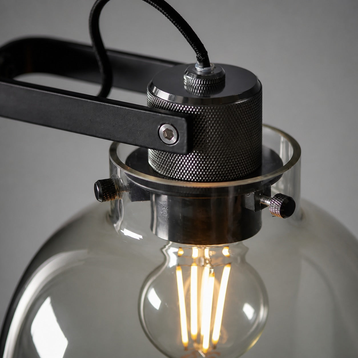 Readium Industrial Floor Lamp - Adjustable Glass Head Metal Base for Living Room and Bedroom