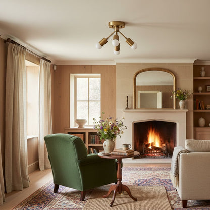 Mobilux Line Modern Brass Flush Mount - Minimalist Gold Ceiling Light for Bedroom