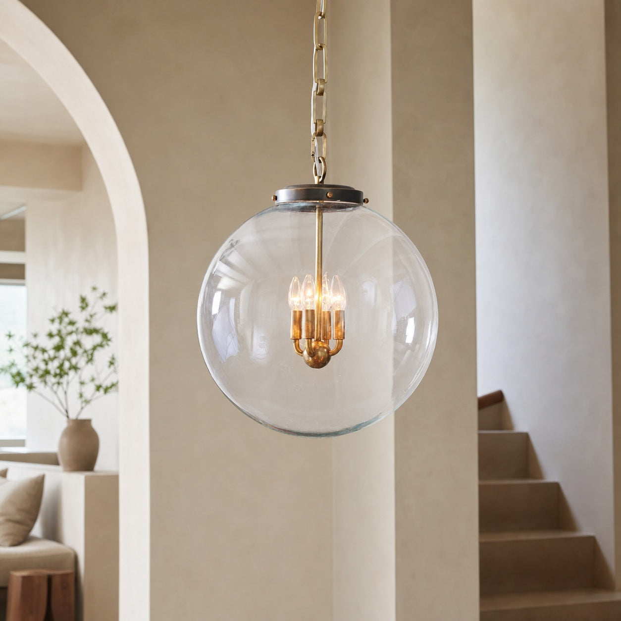 Sterling Minimalist Glass Pendant Collection - Vintage Brass Lighting Design