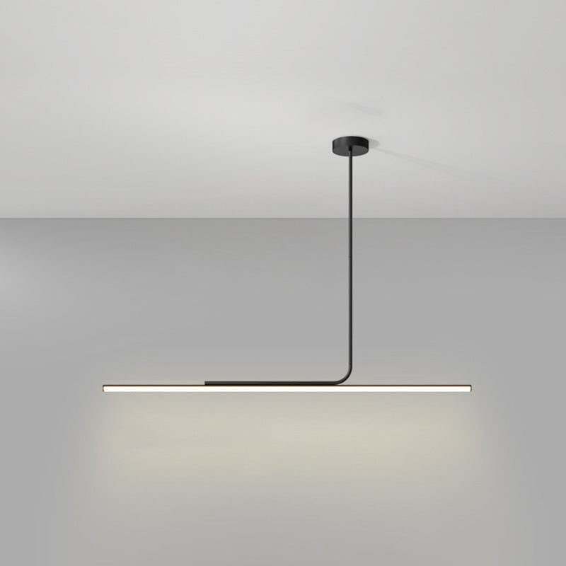 Schlanke asymmetrische lineare Pendelleuchte Schwarz-Weiß-Finish Deckenleuchte
