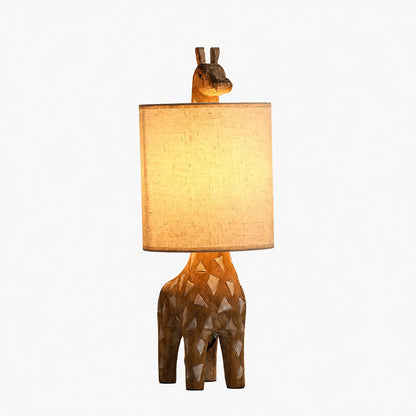 Carved Wood Animal Table Lamp