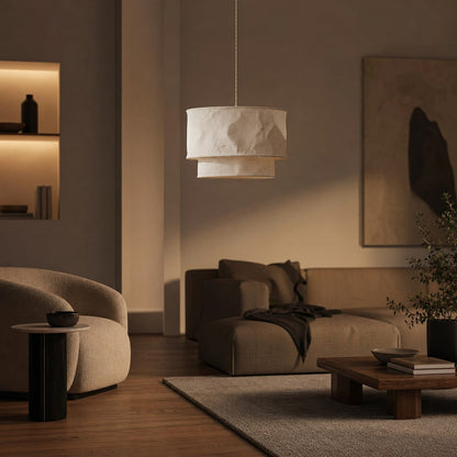 Aeroloom Organic Texture Pendant Lamp - Soft Layered Fabric Shade Modern Decorative Lighting for Any Room