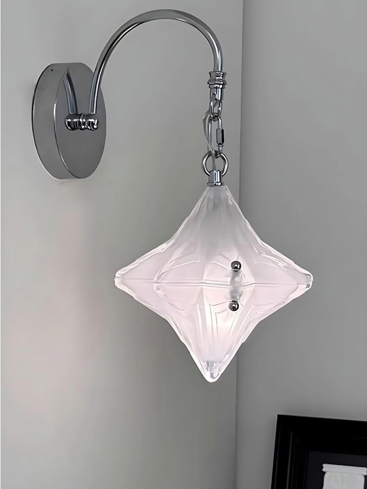 Art Deco Star Wall Sconce - Frosted Glass Light for Hallway - Astris Selene