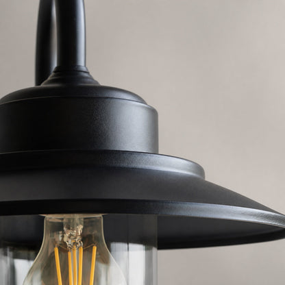 Trevanta Arched Arm Design Wall Light - Black Painted Sensor Lantern Style for Small Spaces