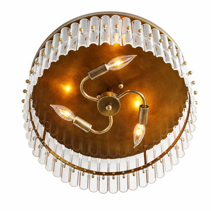 Lumora Crystal Flush Mount – Elegante Deckenleuchte aus Messing