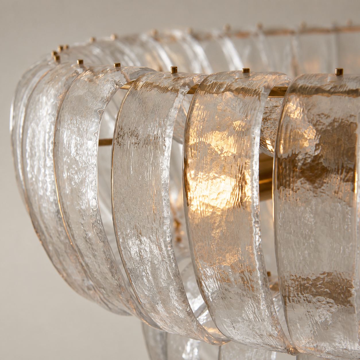 Solara 6-Light Tiered Pendant – Cascading Curved Glass and Metal-Frame for Dining & Entry