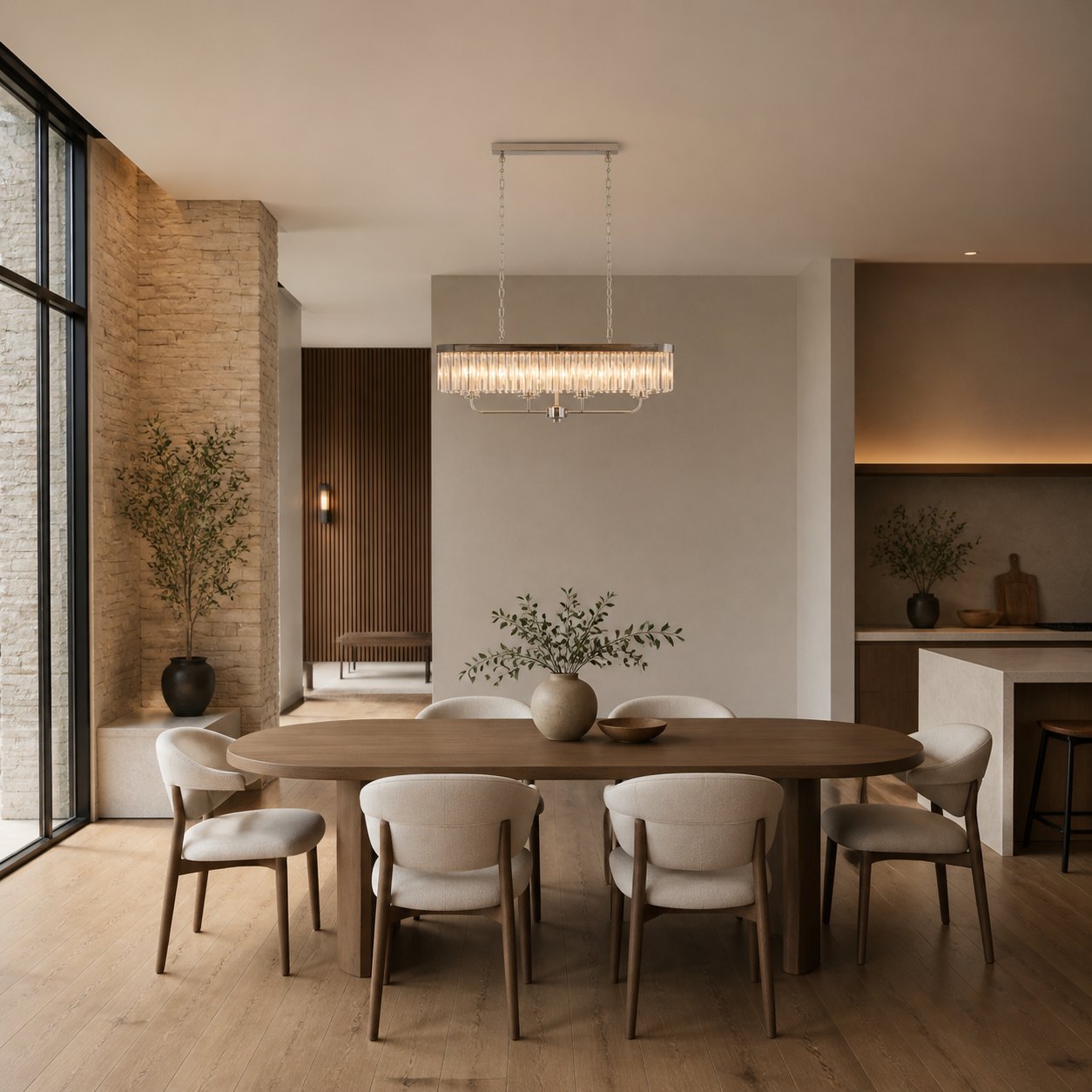 Beveline 4-Light Linear Ceiling Pendant With Cut Faceted Glass - Sleek Metal Frame For Dining