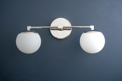 Glorica Glass Vanity Light - Art Deco Brass Wall Globe Fixture Modern