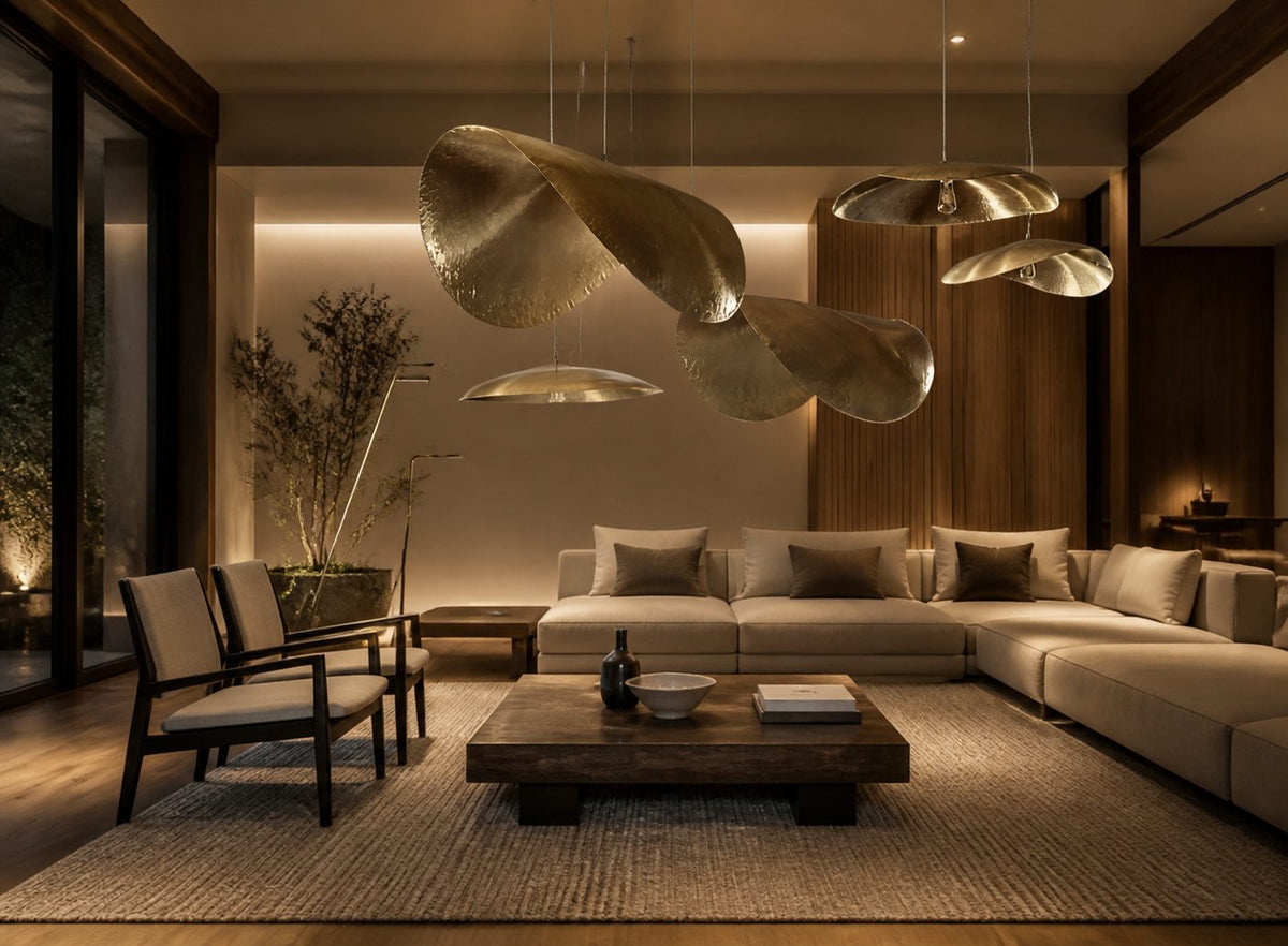 Hammered Brass Suspension Light