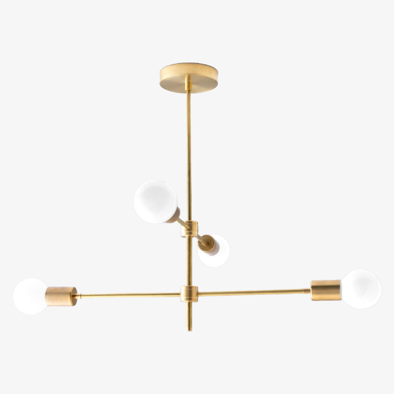 Mobilux Line Black and Brass Chandelier - Contemporary Globe Ceiling Hanging Light