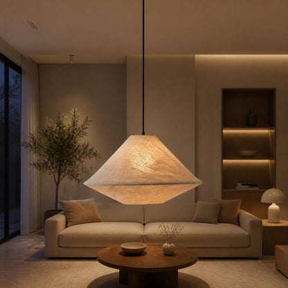 Zalen Collapsible Fabric Shade - Handcrafted Woven Pendant Light for Dining Room and Entryway Ambiance