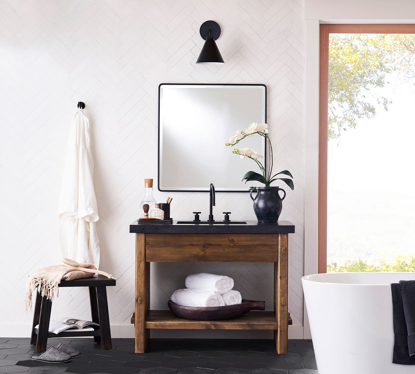 Korvi Tapered Wall Sconce – Industrial Modern Fixture for Bathroom, Hallway, or Covered Outdoor Use