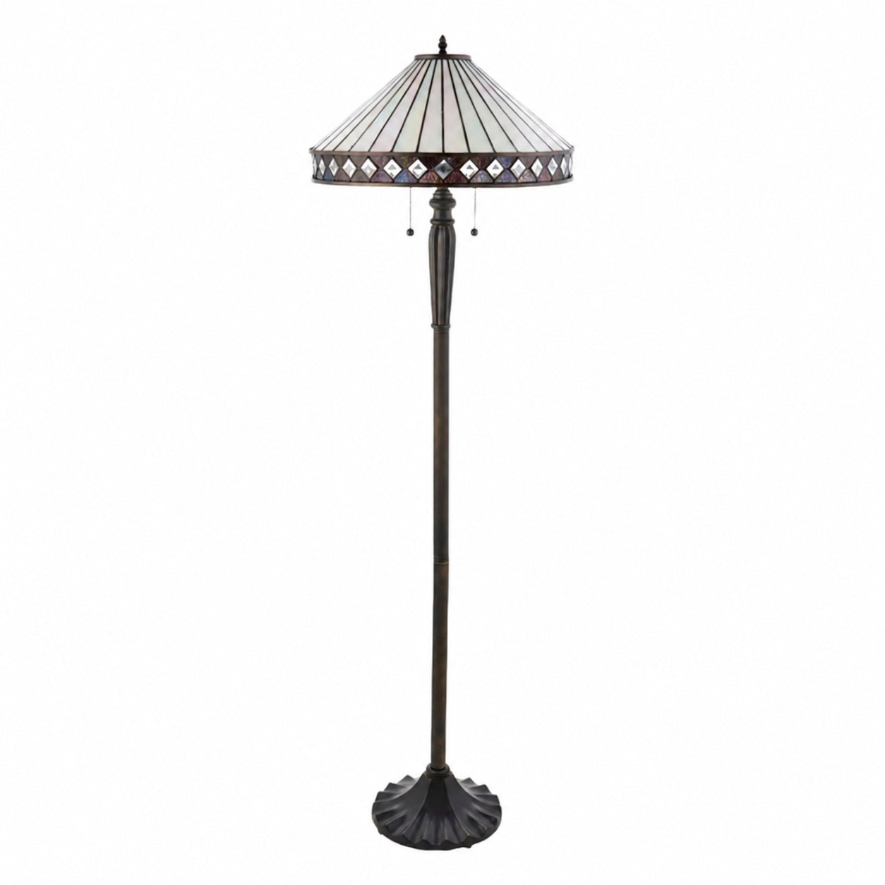 TiffStar Art Glass Floor Lamp with Ornamental Pattern Shade – Standing Light for Living Rooms
