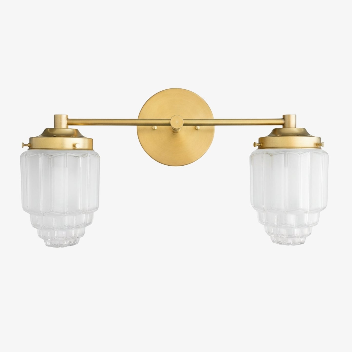 Tierlux Glass Vanity Light - Art Deco Bathroom Fixture with Skyscraper Shades