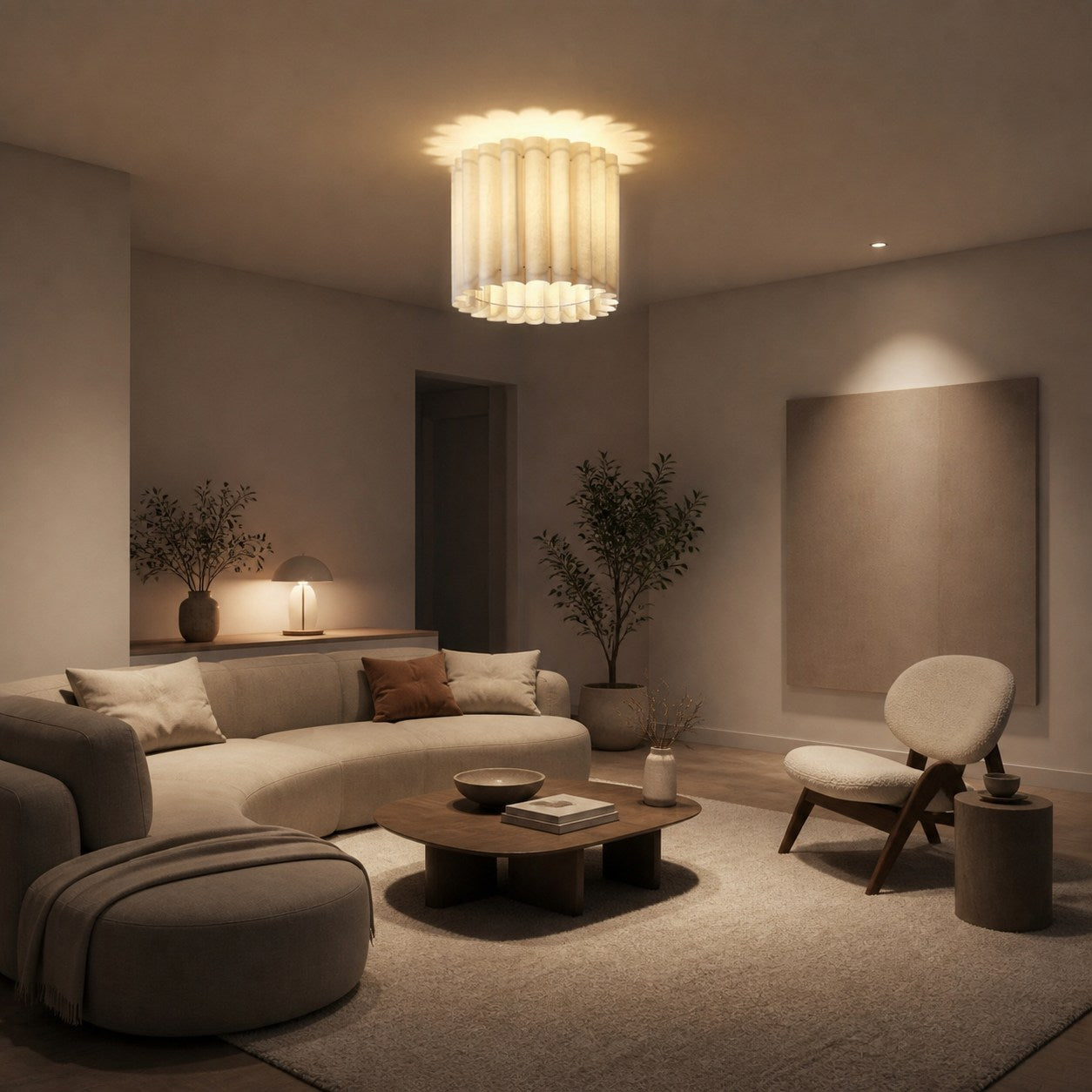 Velura Leinen-Hängeleuchte – Moderne Deckenleuchte im Übergangsstil für Esszimmer und Küchen