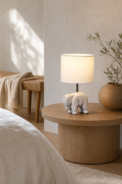 Carved Wood Animal Table Lamp