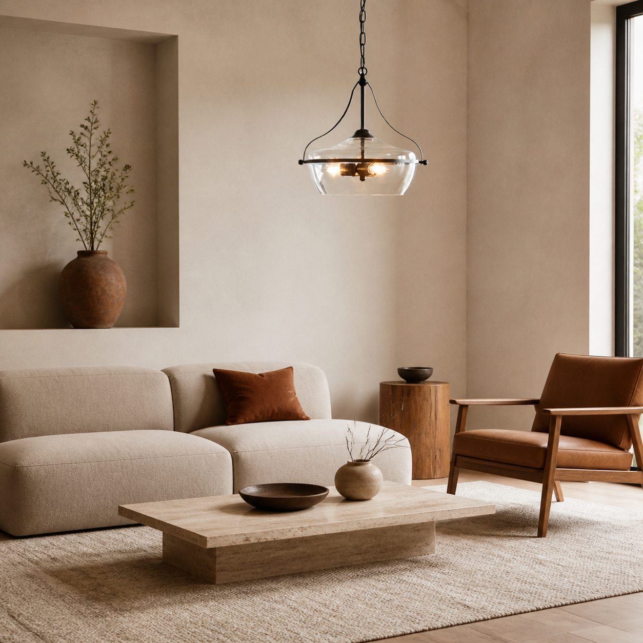 Lirra Glas-Pendelleuchte – Metallrahmen im Mid-Century-Modern-Stil für Küche und Wohnzimmer