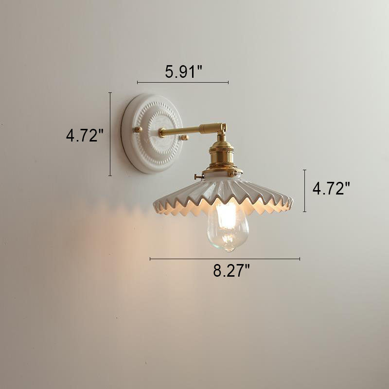 Japanische Vintage Wandlampe aus Keramik und Messing mit 1 Leuchte