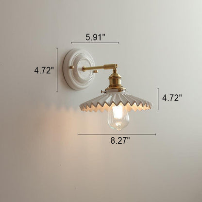 Japanische Vintage Wandlampe aus Keramik und Messing mit 1 Leuchte