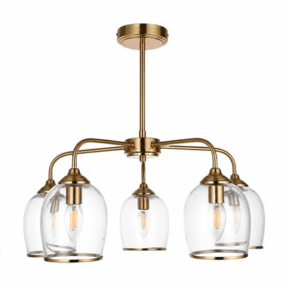 Brazara Multi-Light Glass Shade Pendant Lamp – Curved Metal Arms for Modern Homes