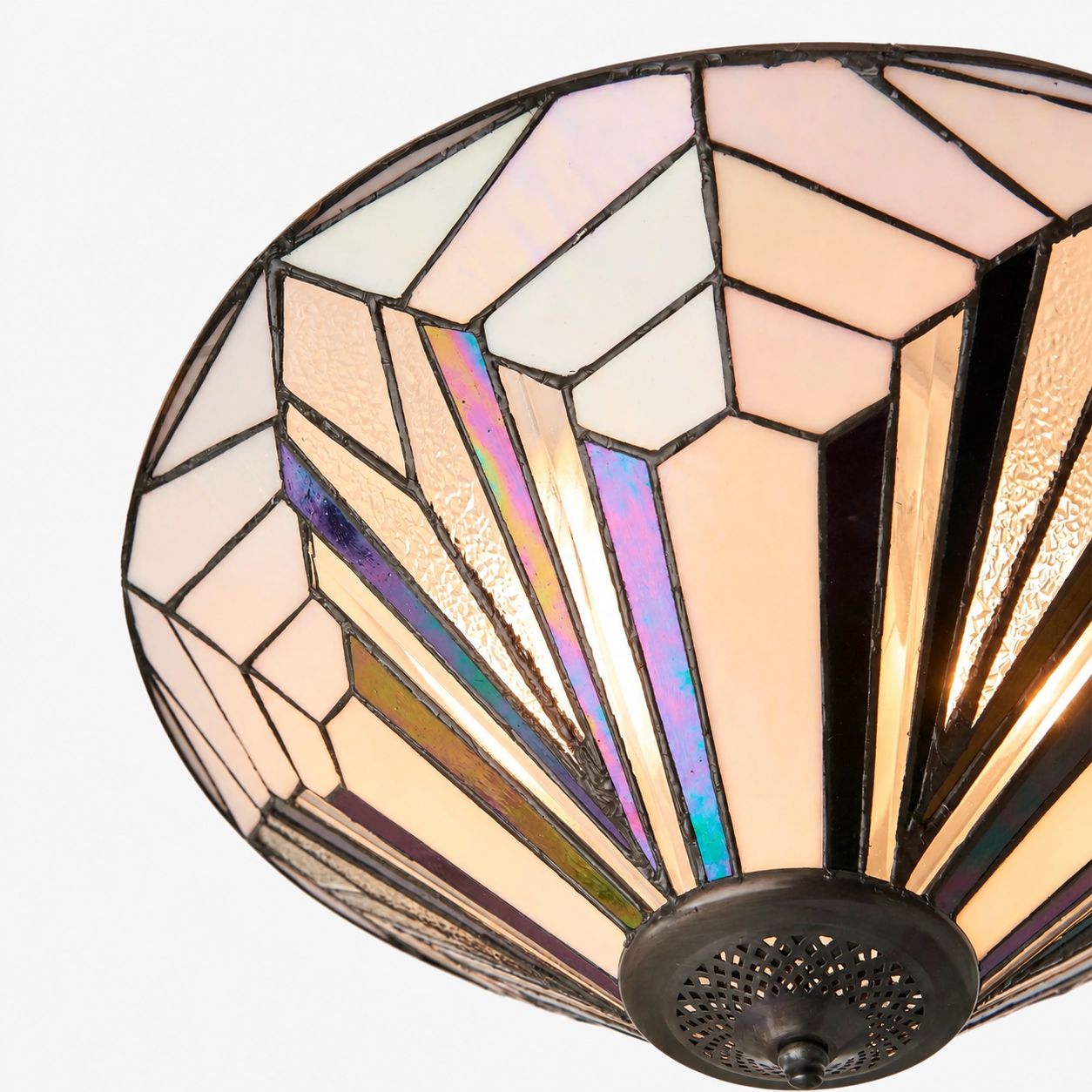 TiffStar Elegant Art Glass Flush Ceiling Light - Vintage-Inspired Ceiling Fixture for Home Interiors