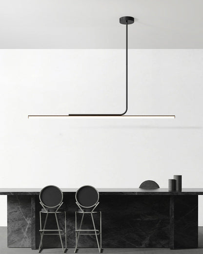 Schlanke asymmetrische lineare Pendelleuchte Schwarz-Weiß-Finish Deckenleuchte