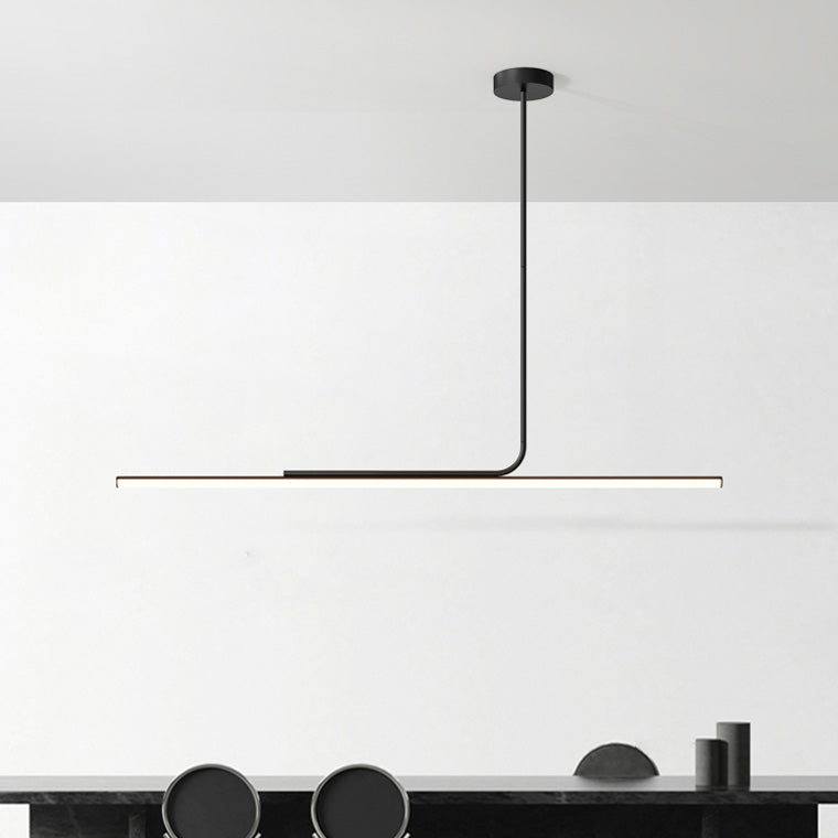 Schlanke asymmetrische lineare Pendelleuchte Schwarz-Weiß-Finish Deckenleuchte