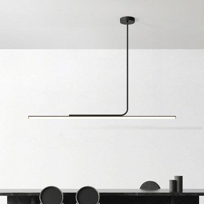 Schlanke asymmetrische lineare Pendelleuchte Schwarz-Weiß-Finish Deckenleuchte