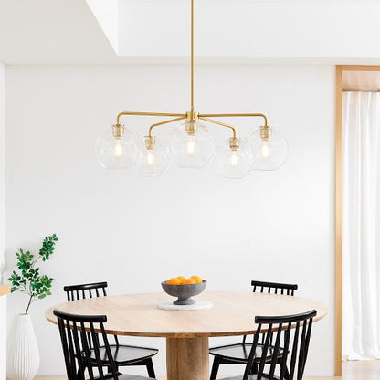 Lumivelle 5-Light Pebble Chandelier - Modern Glass Pendant Lighting