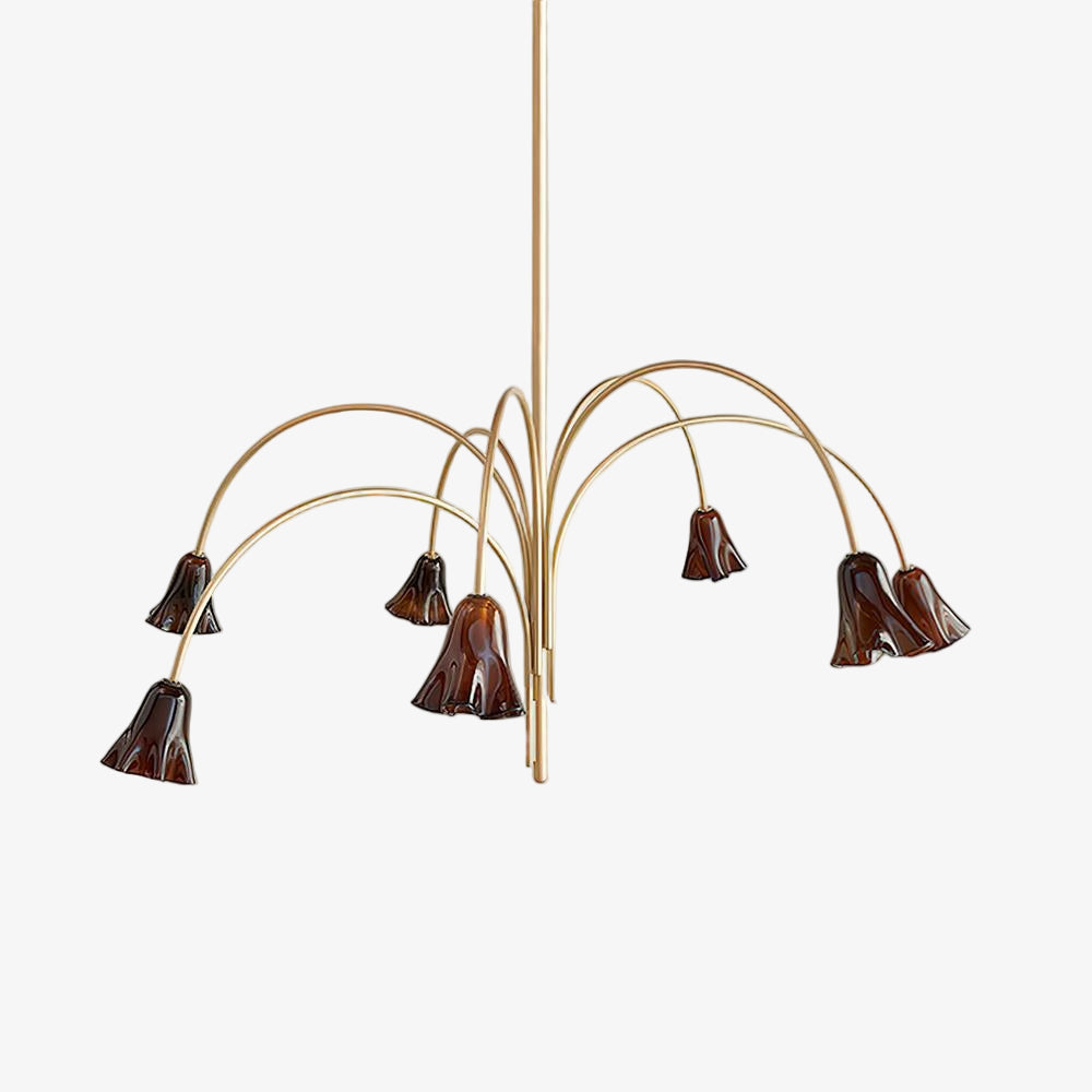 Bellina Sculptural Glass Lily Chandelier – Modern Romantic Pendant Light for High Ceilings