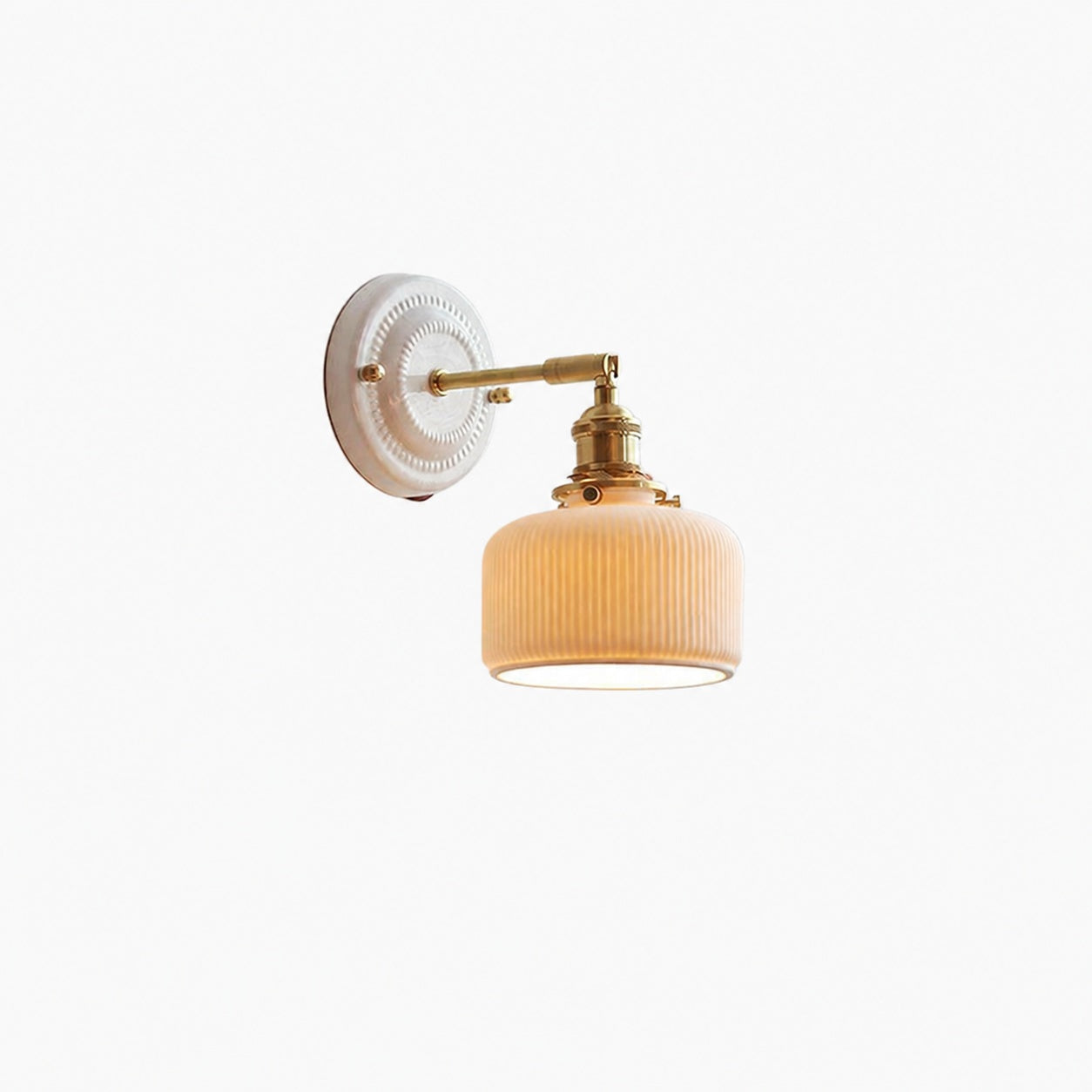 Japanische Vintage Wandlampe aus Keramik und Messing mit 1 Leuchte