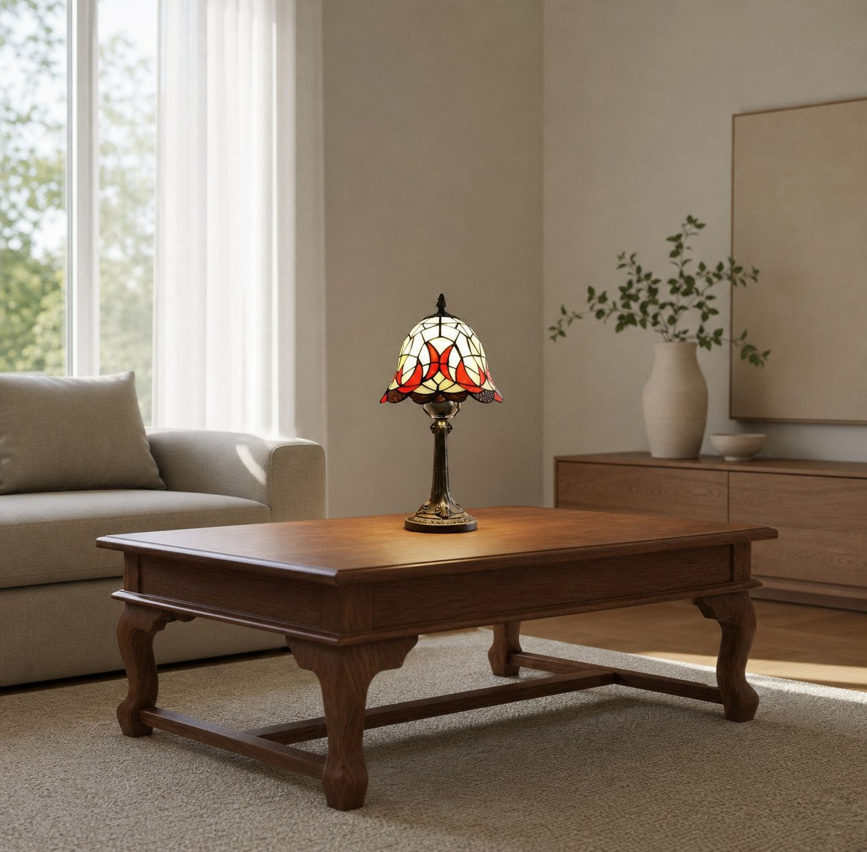 Virelle Traditional Tiffany Table Lamp – Colorful Stained Glass Dome Desk Light for Bedroom